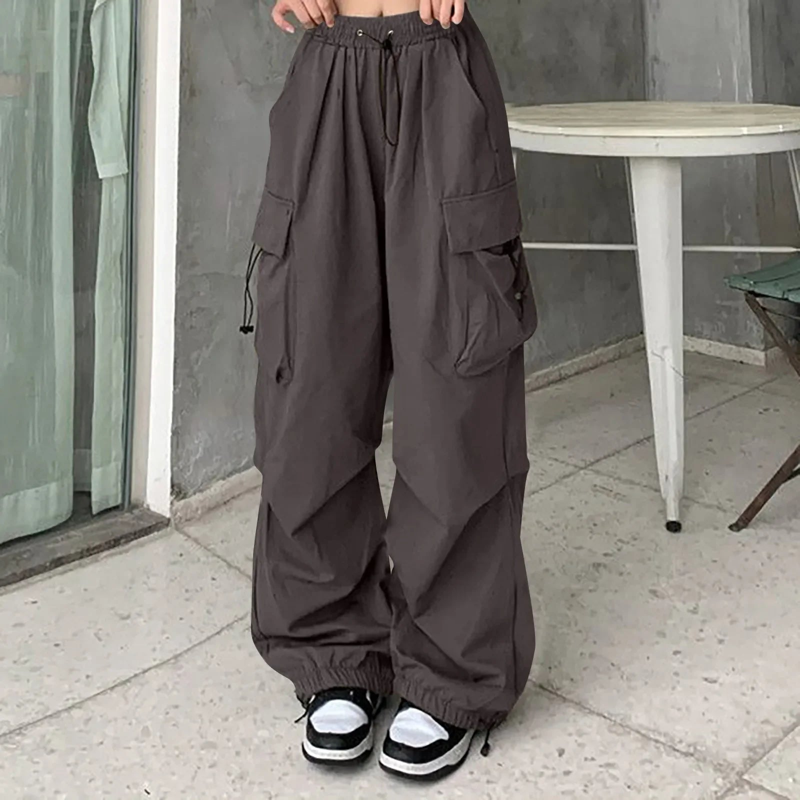 Women Pants Casual Low Waist Drawstring Sweatpant Solid Drawstring Parachute Trousers Oversized Pants Jogger Women'S Pants
