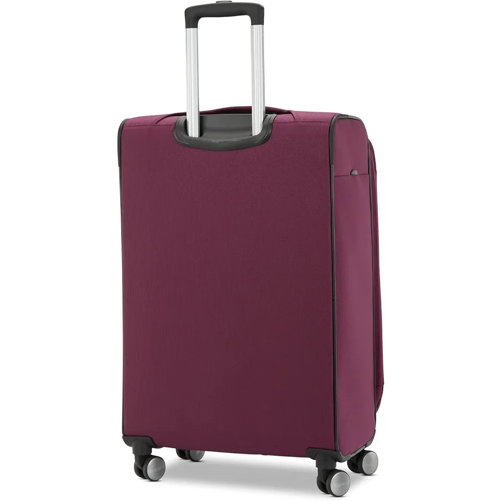 expandable softside luggage with spinner wheels, medium expandable spinner, light plum