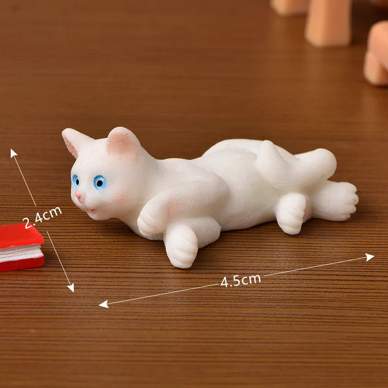 1pc Resin Cats Ornament Kitten Figurine Animal Miniature Fairy Garden Doll House Decoration DIY Micro Landscape Home Decor