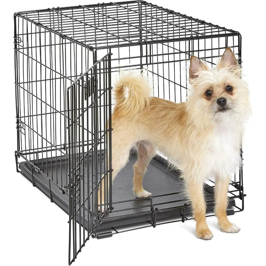 24Inch Portable and Durable Metal Wire Dog Crate with Divider Panel LeakProof Tray and Secure Latches Ideal for Small Breeds Ea
