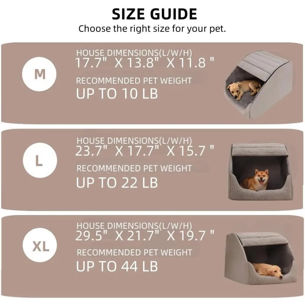 extra large dog bed house, cozy dog house indoor, memory sponge, plush dog cave bed crate cushion with non-slip bottom for mediu