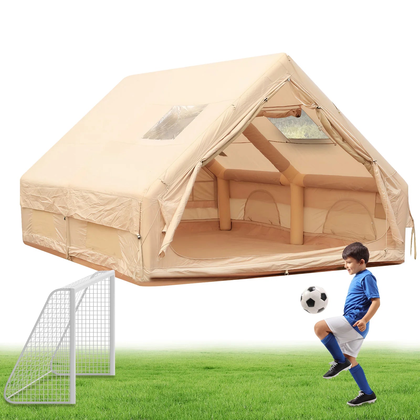 Inflatable House with Skylight Air Glamping Tents Easy Setup Inflatable Camping Tent with Pump for Camping Hiking Fishing ﻿