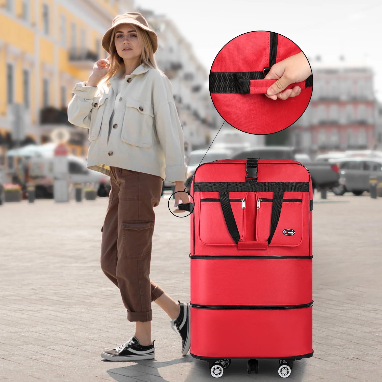 30/36/40 Inch Foldable Expandable Suitcase Bag Water-resistant Large Capacity Rolling Travel Luggage Bag For Moving Storage