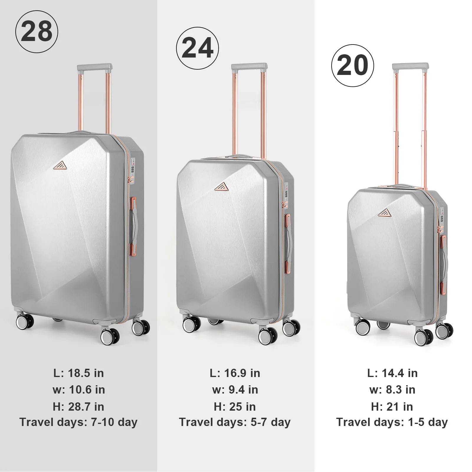 3PCS Luggage Set ABS Hardside Travel Luggage with Spinner TSA for Business Trip ABS Travel Luggage Set