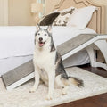 CozyUp Wooden Bed Ramp for Cats Dogs FurnitureGrade with HighTraction Carpet Surface White