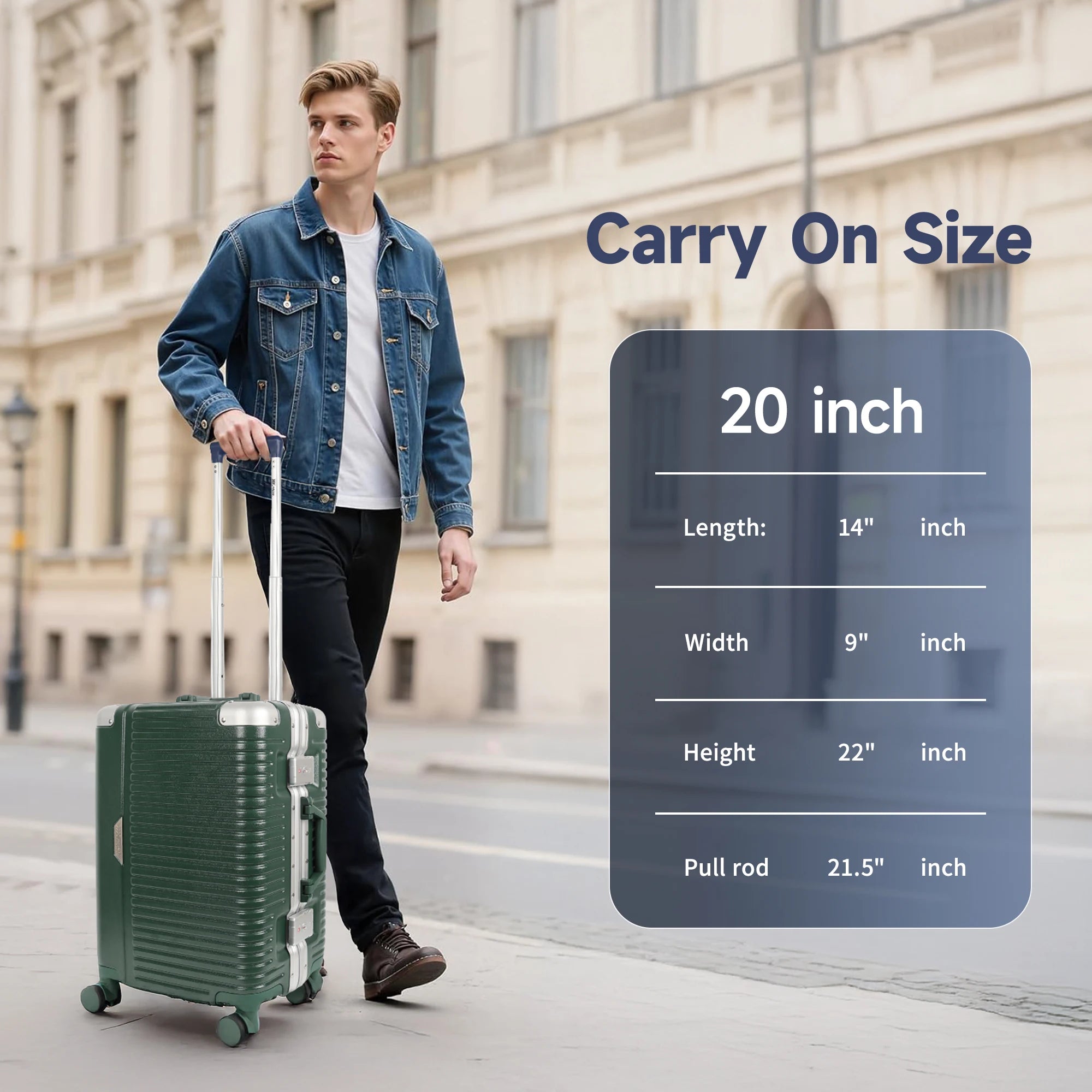 20” Travel Suitcase Men Women Carry-On Luggage Aluminum Frame Trolley Case with Wheels &TSA Lock Hardside 4X Anti-Impact