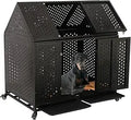 44'' indestructible heavy duty roof dog crate - steel construction with lockable double door - indoor kennel for large dogs with