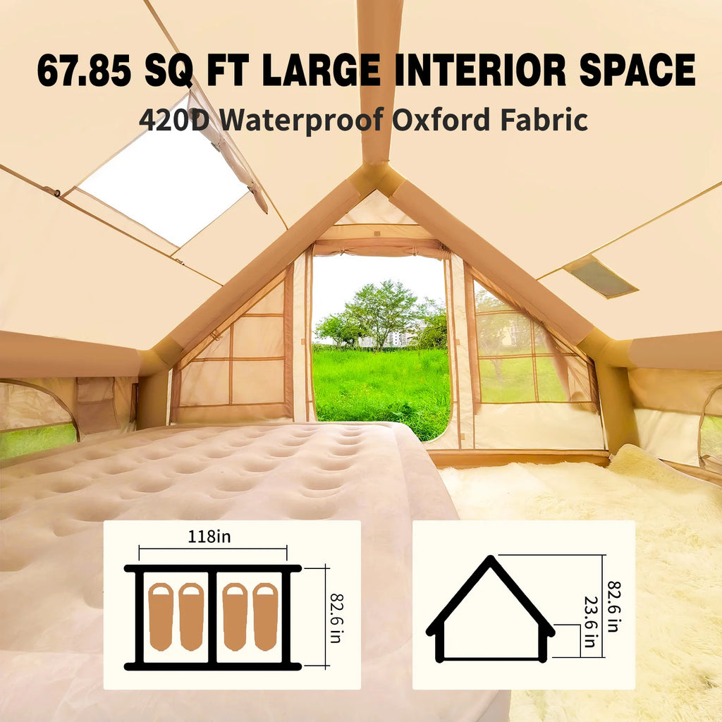 Inflatable Tents for Camping with Pump,Air Glamping Tents for Camping Family, Easy Setup Rainproof Windproof Outdoor Tents