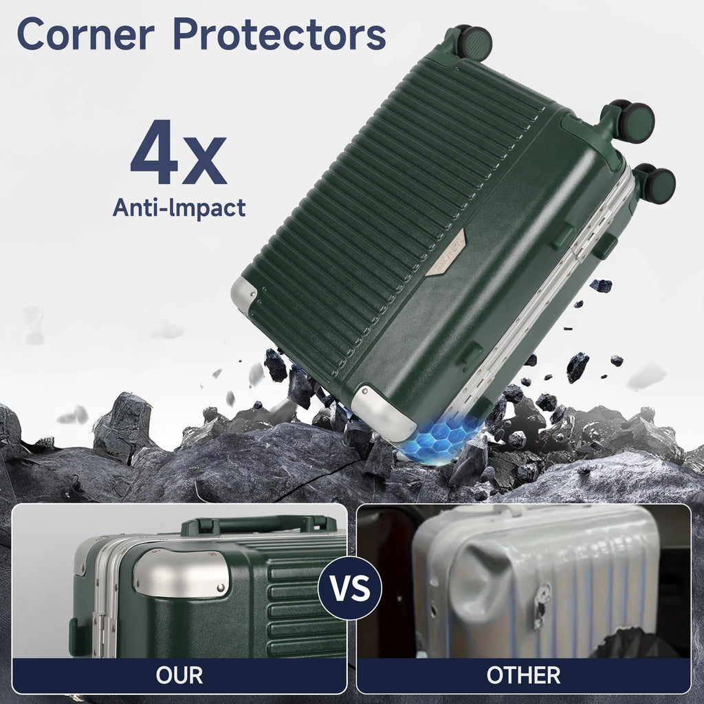 20” Travel Suitcase Men Women Carry-On Luggage Aluminum Frame Trolley Case with Wheels &TSA Lock Hardside 4X Anti-Impact