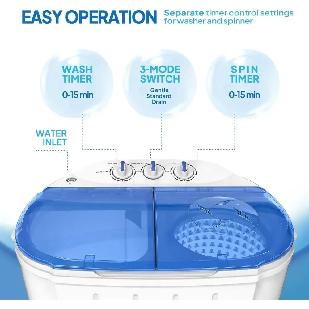 Portable Washing Machine and Dryer Combo 11LBS Washer 7LBS Spinner 4LBS Electric Compact Laundry for RV Camping Dorm Apartment