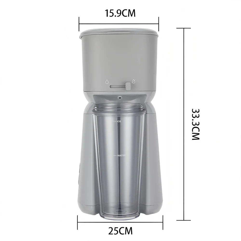 Single Serve Iced Coffee Maker with Travel Tumbler Hot Cold Brew Functions Drip Stop Control Easy Clean Filter 20 oz Capacity