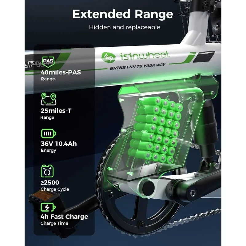 U1 Pro Electric Bike for Adults with Basket, 500W Motor, 20 mph Folding Ebike, 16" Adults Electric Bicycles with Smart