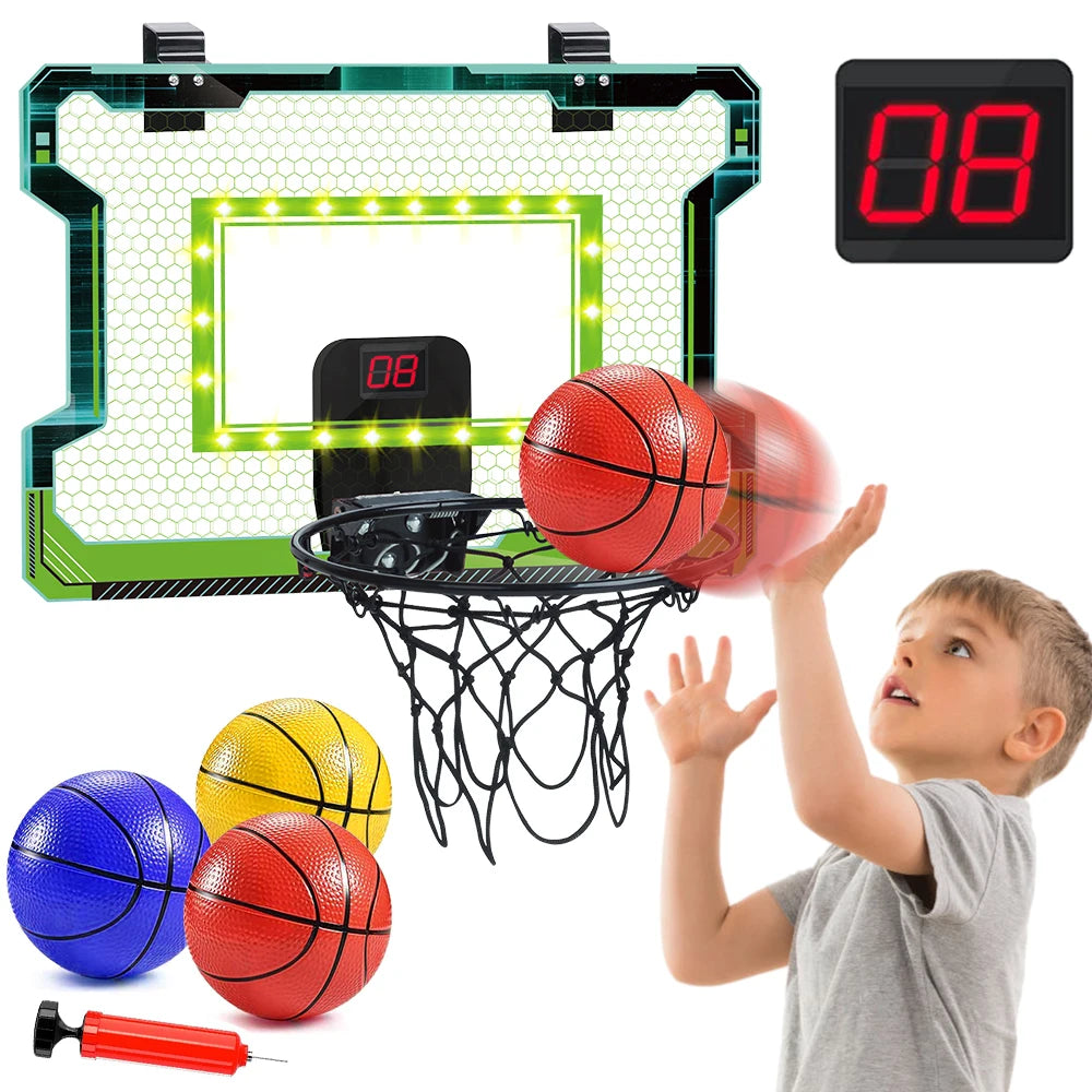 VATOS Mini Basketball Hoop Shooting Game Set Toy Electronic Score Board Auto Sound Light For Kids Teens Adults Indoor Games