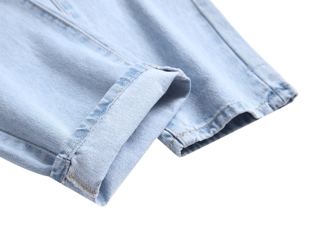 Men's Classic Retro Slim Fit Jeans with Patches and Rips; Men's Distressed Jeans; Men's Jeans with Zipper Decor LY054