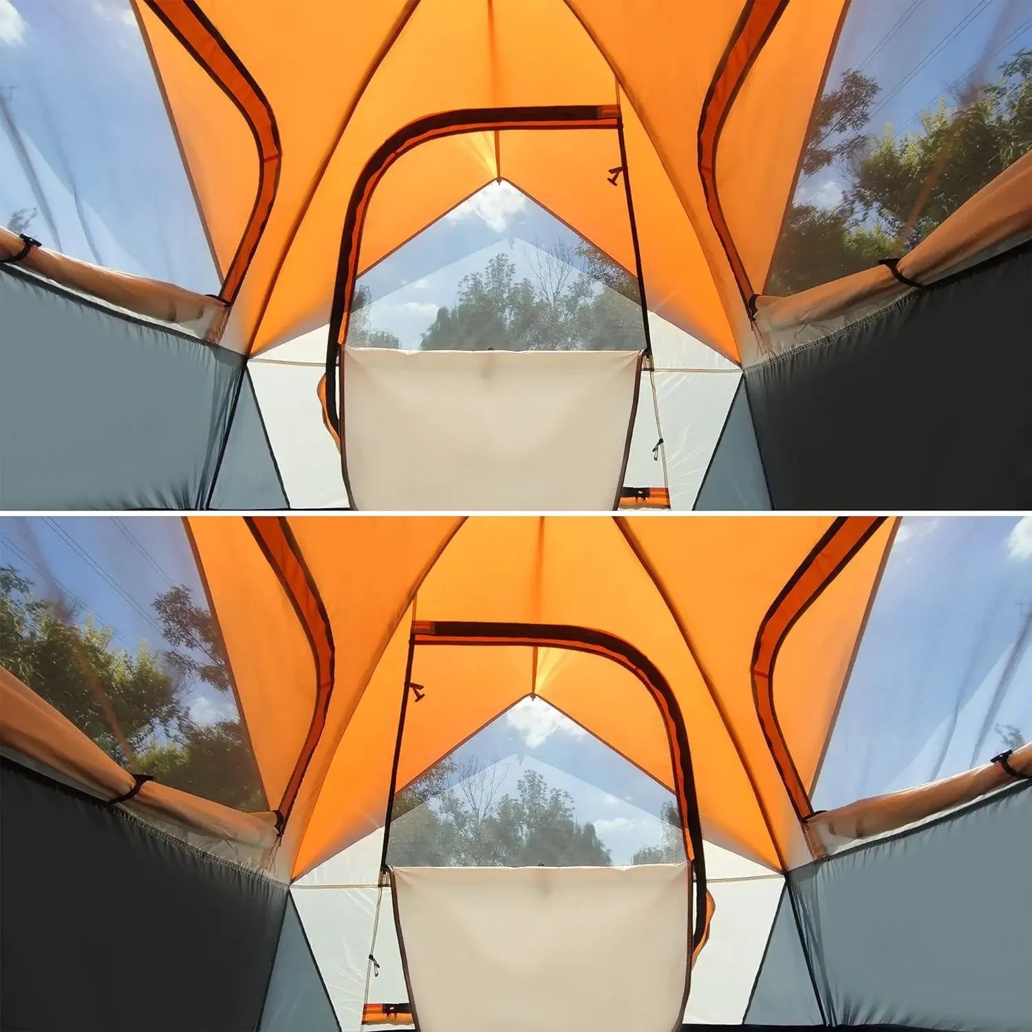 2/6 Family Camping Tents, Outdoor Double Layers Waterproof Windproof with Top Roof Rainproof and Large Mesh Windows Portable