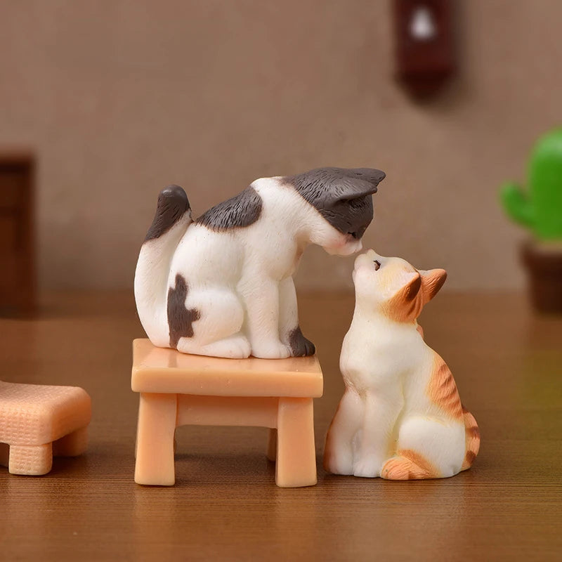 1pc Resin Cats Ornament Kitten Figurine Animal Miniature Fairy Garden Doll House Decoration DIY Micro Landscape Home Decor