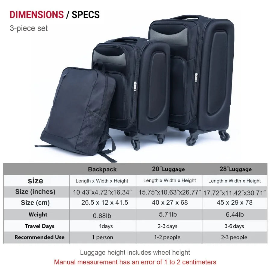 Luggage 2piece backpack set black