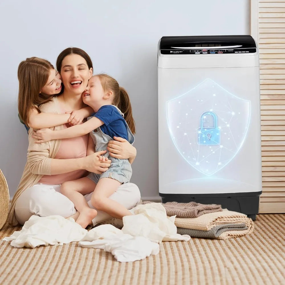 2 in 1 Full Automatic Washing Machine, 15.6Lbs Top Load Portable Washer with Drain Pump, 10 Wash Programs 8 Water Level Washer