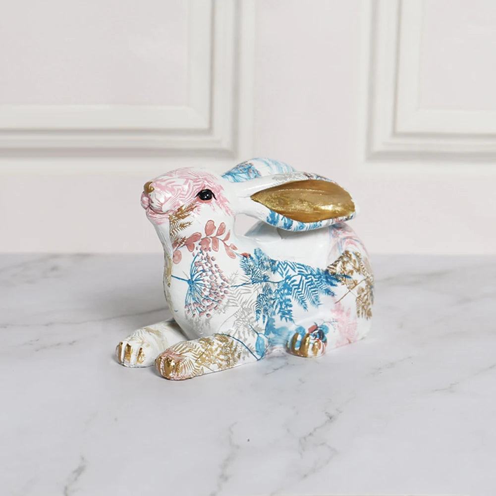 Rabbit Statue Creative Lifelike Rabbit Sculpture Rabbit Decoration Easter Bunny Ornament for Home Office Desktop