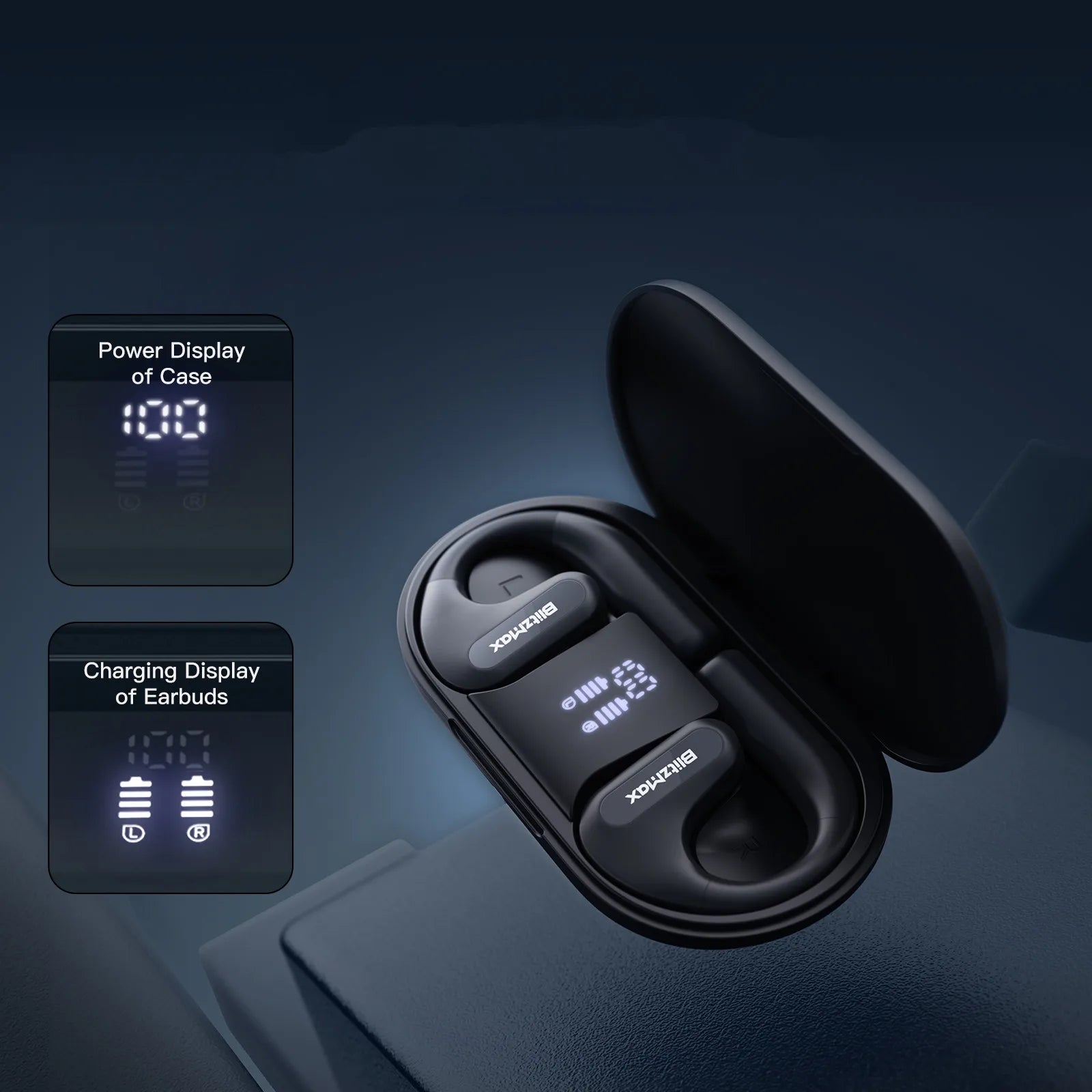 BlitzMax BM-CT2 Open-Back Headphones Bluetooth V5.3 High-Fidelity Audio Noise Reduction Earphones for Running Swimming Sports