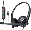 AWATRUE EH05 Wired USB Headset with Noise Cancelling Microphone Lightweight in-Line Control Enhanced Sound for PC Laptop