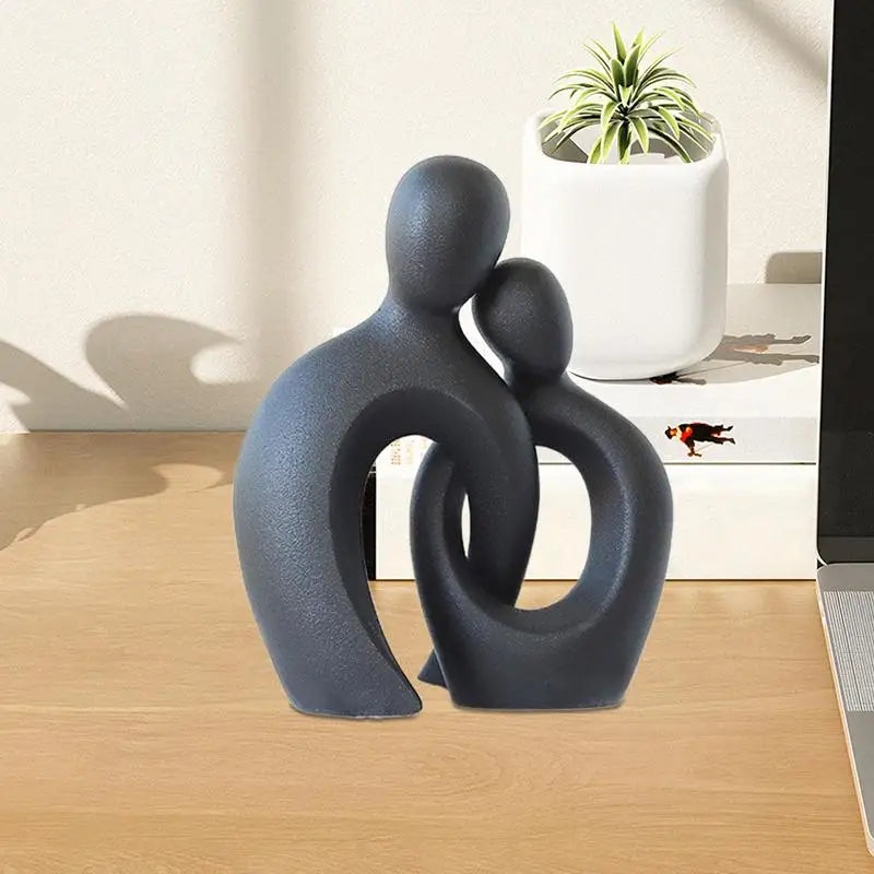 Aesthetic Resin Couple Sculpture Lover Hugging Characters Abstract Art Statue Home Decor for Bedroom Shelf Table Mantel