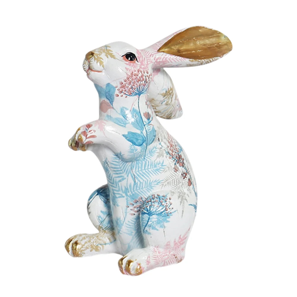 Rabbit Statue Creative Lifelike Rabbit Sculpture Rabbit Decoration Easter Bunny Ornament for Home Office Desktop