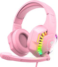 Wired Gaming Headset RGB Backlight Retractable Noise Isolating Microphone Stereo Sound Deep Bass Memory Foam Earmuff Headphone