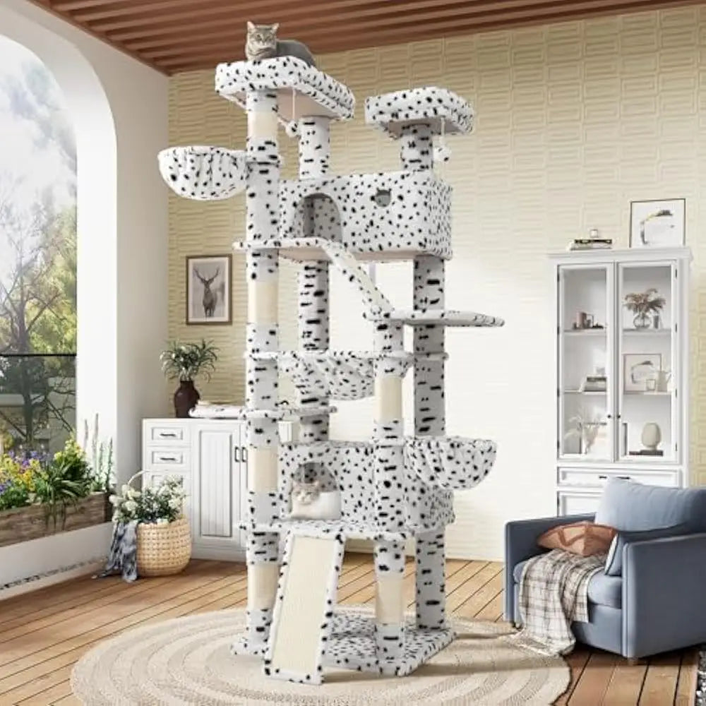 81in Multi-Level Tall Cat Tree Tower Larger Cat Condo Furniture with Hammock, Cozy Pussycat Perches, Sisal Scratching Posts