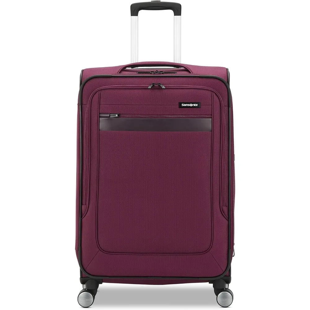 expandable softside luggage with spinner wheels, medium expandable spinner, light plum