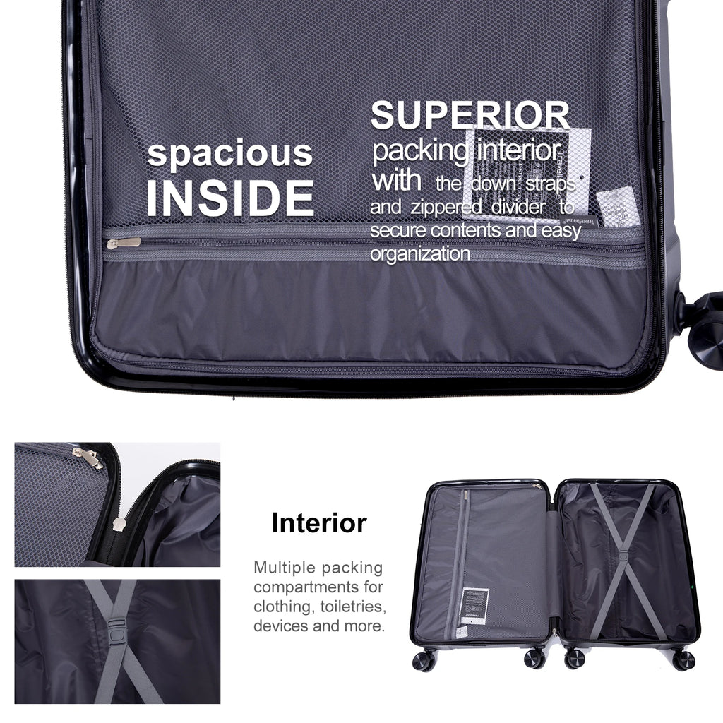 Travelhouse Hardside Luggage Set 3-Piece with Spinner Wheels, TSA Lock, Hardside Travel Suitecase PP Lightweight