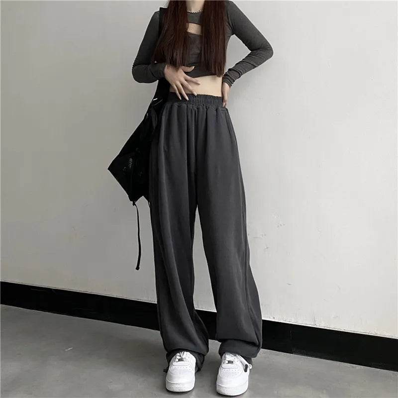 Harajuku Wide Leg Cargo Pants Women Letter Print Punk Streetwear Y2k Pantalones Mujer Korean Fashion Joggers Sweatpants