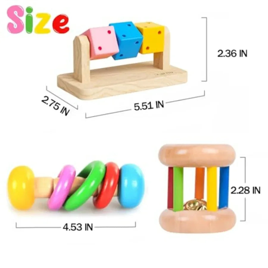 3 Pcs Wooden Hamster Toys Safe EcoFriendly Rabbit Toys BiteResistant Guinea Pigs Toys for Chinchillas Hamsters Small Animals Pl