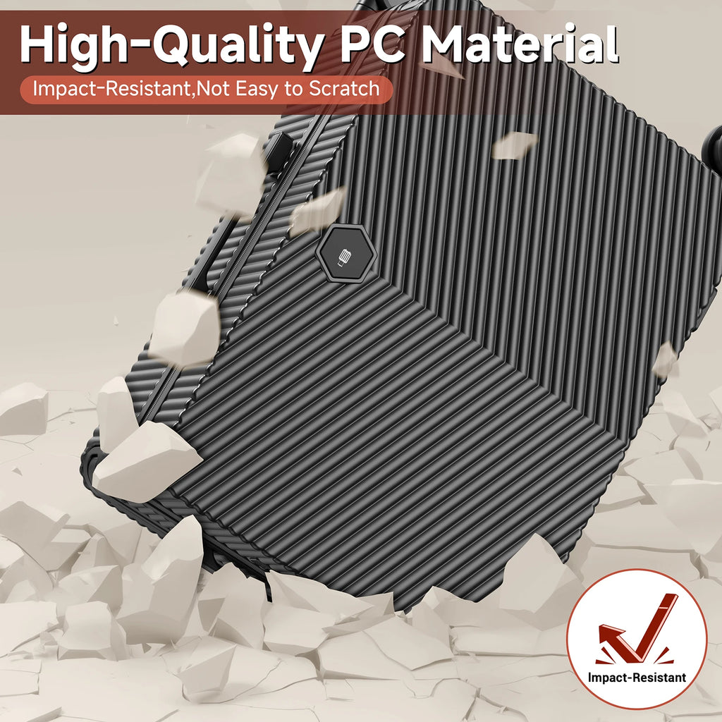 Lightweight 22 Carry on Luggage, Hard Shell Suitcase with 360°Spinner Wheels, Airline Boarded Suitcase & LSA Lock Dual Zippers