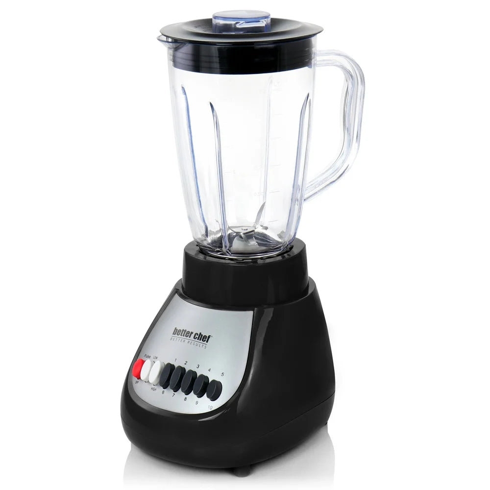 10 Speed 350W Countertop Blender with Plastic Jar Pulse Function Stainless Steel Blade Easy Clean Electric Base Filler Cap
