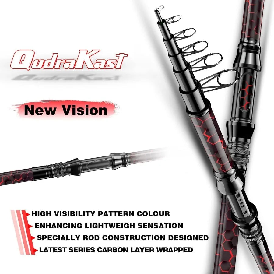 Fishing Rod and Reel Combos with Unique XWarping Painting Design Carbon Fiber Telescopic Fishing Rod with Reel Combo Kit Includ