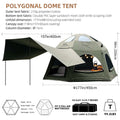 142 SqFt²  Army Green Dome Inflatable Camping Tents for Family,4 Season Cotton Glamping Air Tent with Canopy,AC Vent