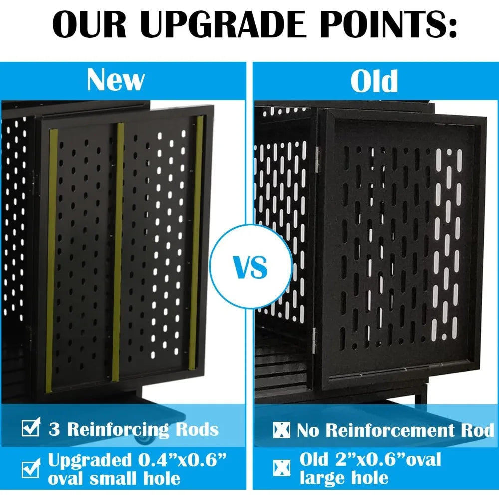 44'' indestructible heavy duty roof dog crate - steel construction with lockable double door - indoor kennel for large dogs with