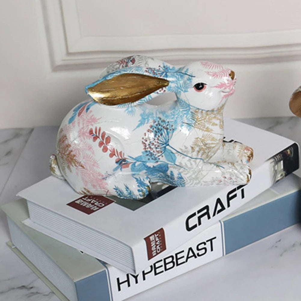 Rabbit Statue Creative Lifelike Rabbit Sculpture Rabbit Decoration Easter Bunny Ornament for Home Office Desktop