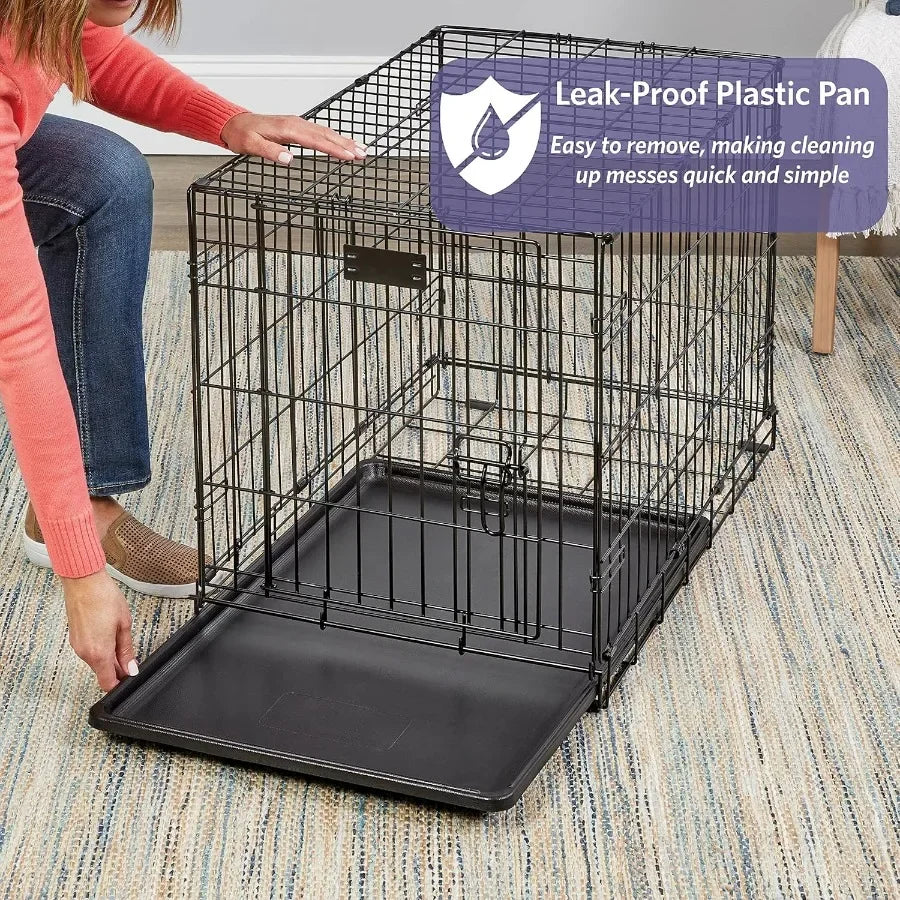 24Inch Portable and Durable Metal Wire Dog Crate with Divider Panel LeakProof Tray and Secure Latches Ideal for Small Breeds Ea