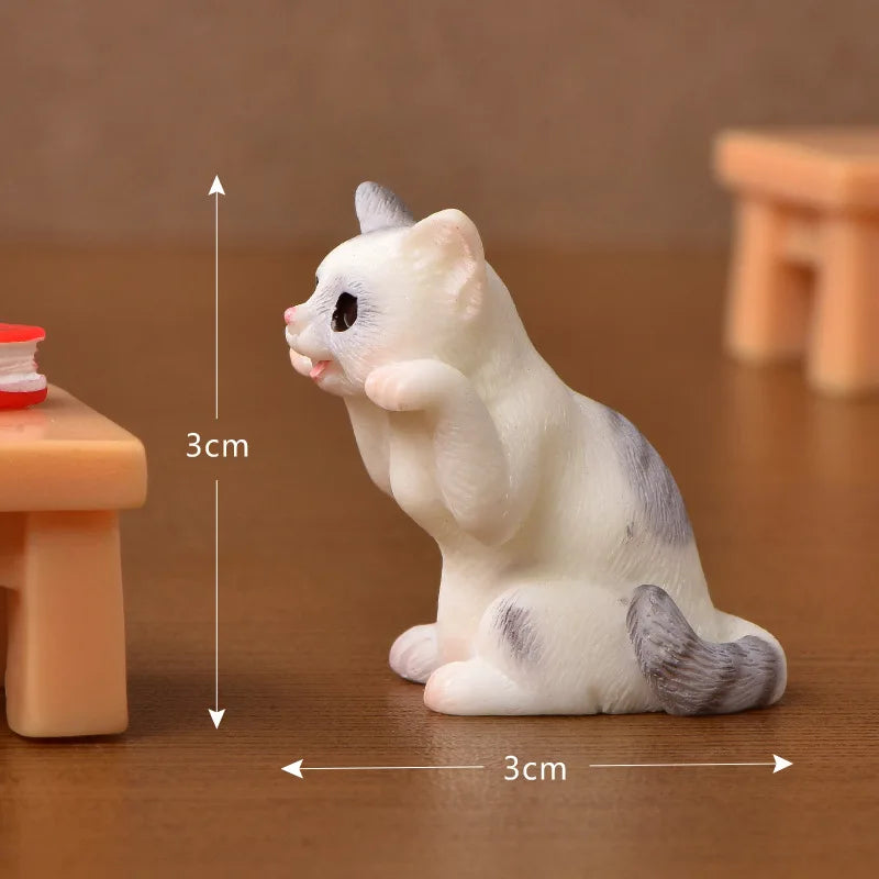 1pc Resin Cats Ornament Kitten Figurine Animal Miniature Fairy Garden Doll House Decoration DIY Micro Landscape Home Decor