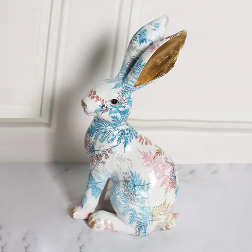 Rabbit Statue Creative Lifelike Rabbit Sculpture Rabbit Decoration Easter Bunny Ornament for Home Office Desktop