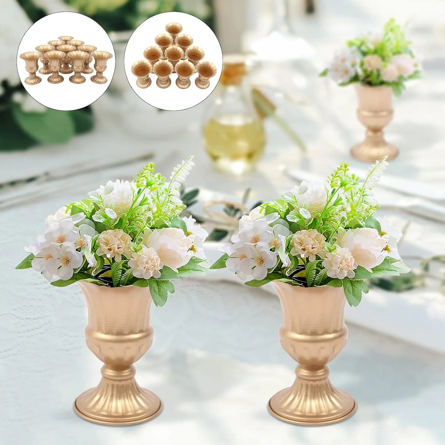 10 Pcs Gold Flower Vases (6.3'' H) - Centrepieces for Wedding Reception Tables, Home Flower Stands for Birthday,Christmas Events