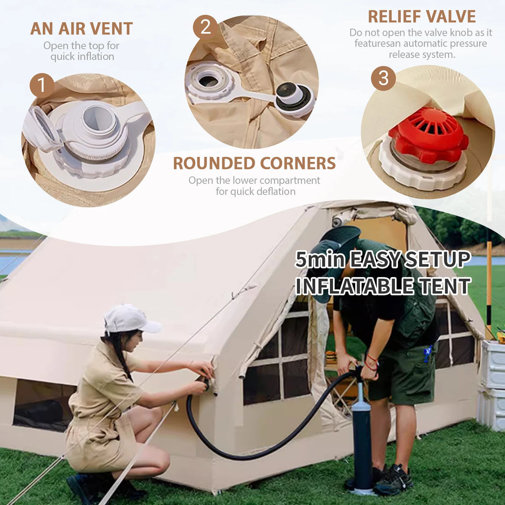 Inflatable Tents for Camping with Pump,Air Glamping Tents for Camping Family, Easy Setup Rainproof Windproof Outdoor Tents