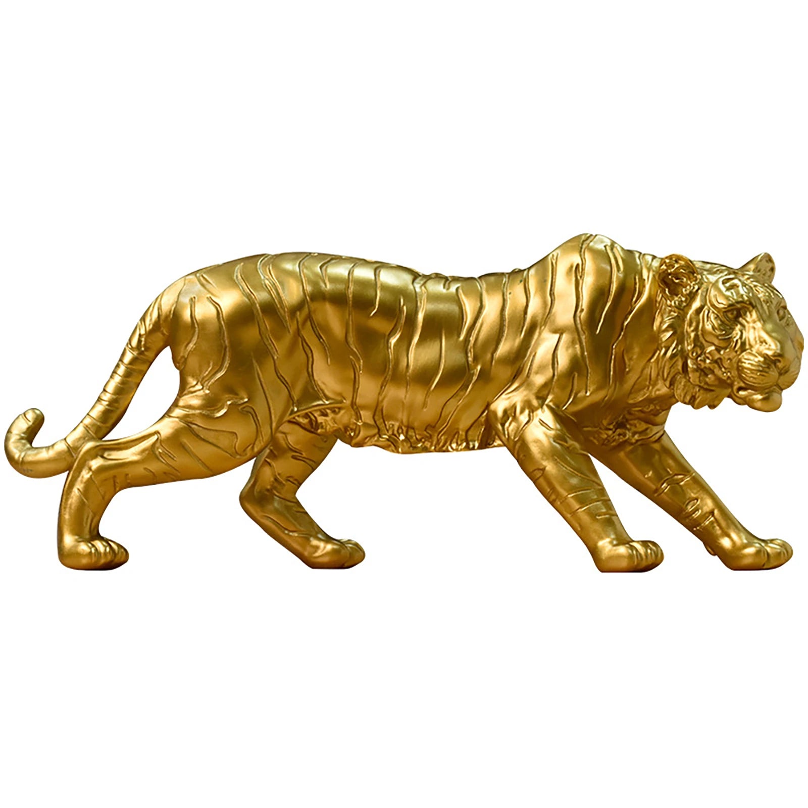 Resin Zodiac Animal Sculpture Ornaments Gold Modern Tiger Sculpture Artworks Christmas Gift Collectibles for Office TV Cabinet