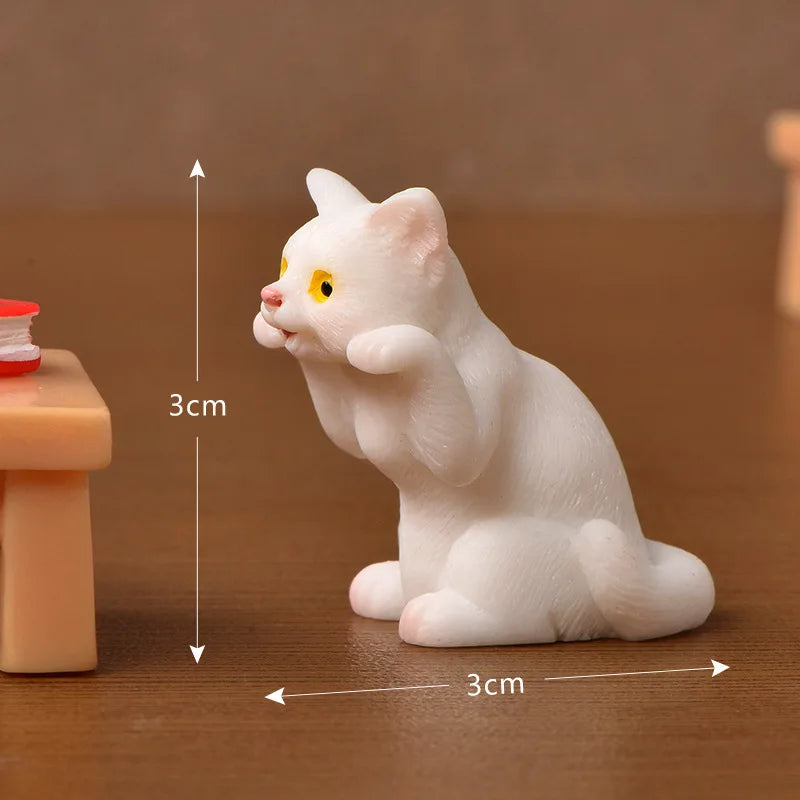 1pc Resin Cats Ornament Kitten Figurine Animal Miniature Fairy Garden Doll House Decoration DIY Micro Landscape Home Decor
