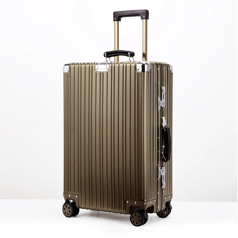 All Aluminum-magnesium Alloy Travel Suitcase High Quality Rolling Luggage 20/24/26/29'' Retro Trolley Case Bag Carry-On Boarding