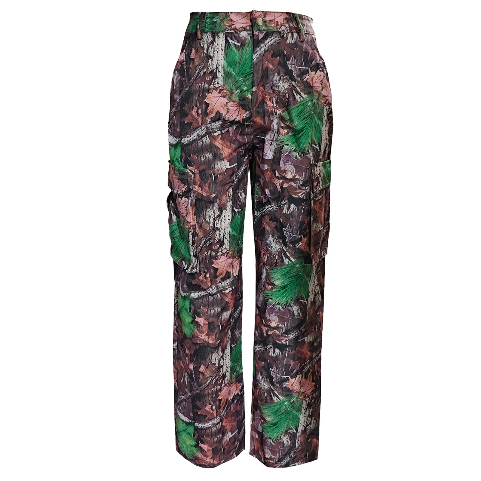 Women s Camo Cargo Joggers with High Waist and Flap Pockets - Stylish Parachute Sweatpants for a Trendy Look
