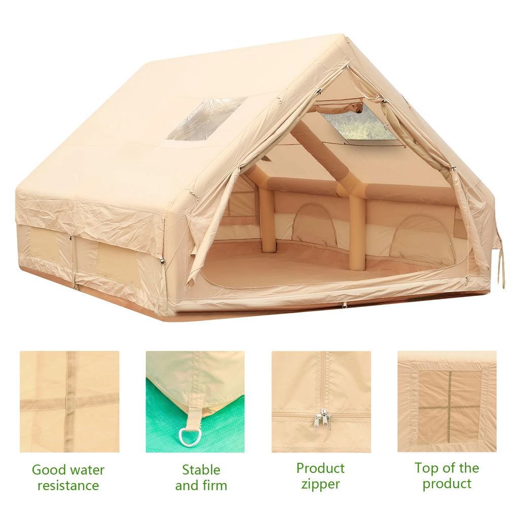 Inflatable House with Skylight Air Glamping Tents Easy Setup Inflatable Camping Tent with Pump for Camping Hiking Fishing ﻿