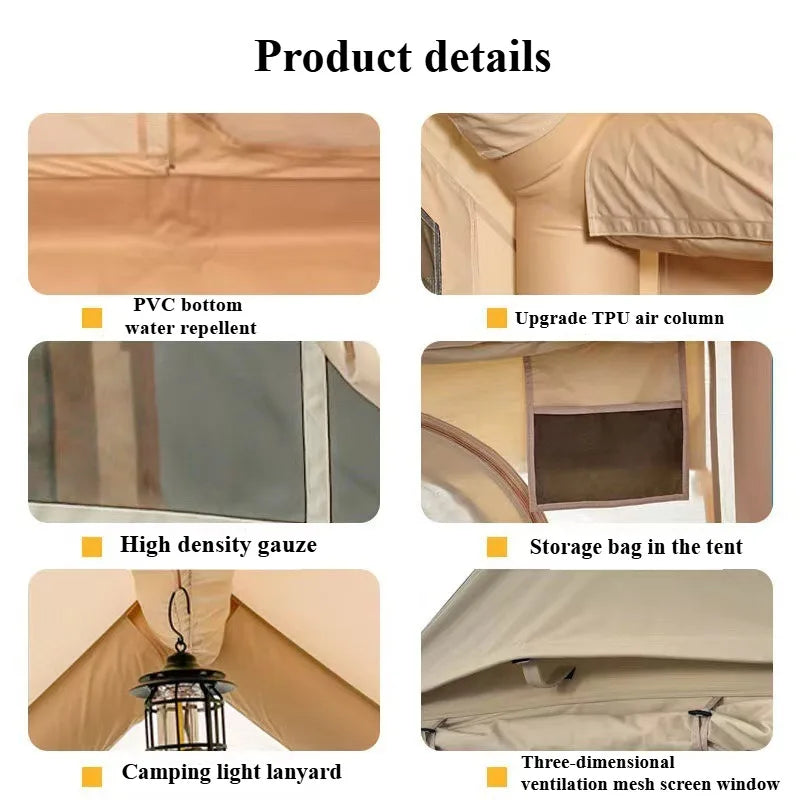 Inflatable Tent for Camping with Hand Pump Blow Up Tent Glamping Tent 4 Season Air Tent, Easy Setup Waterproof Outdoor Oxford